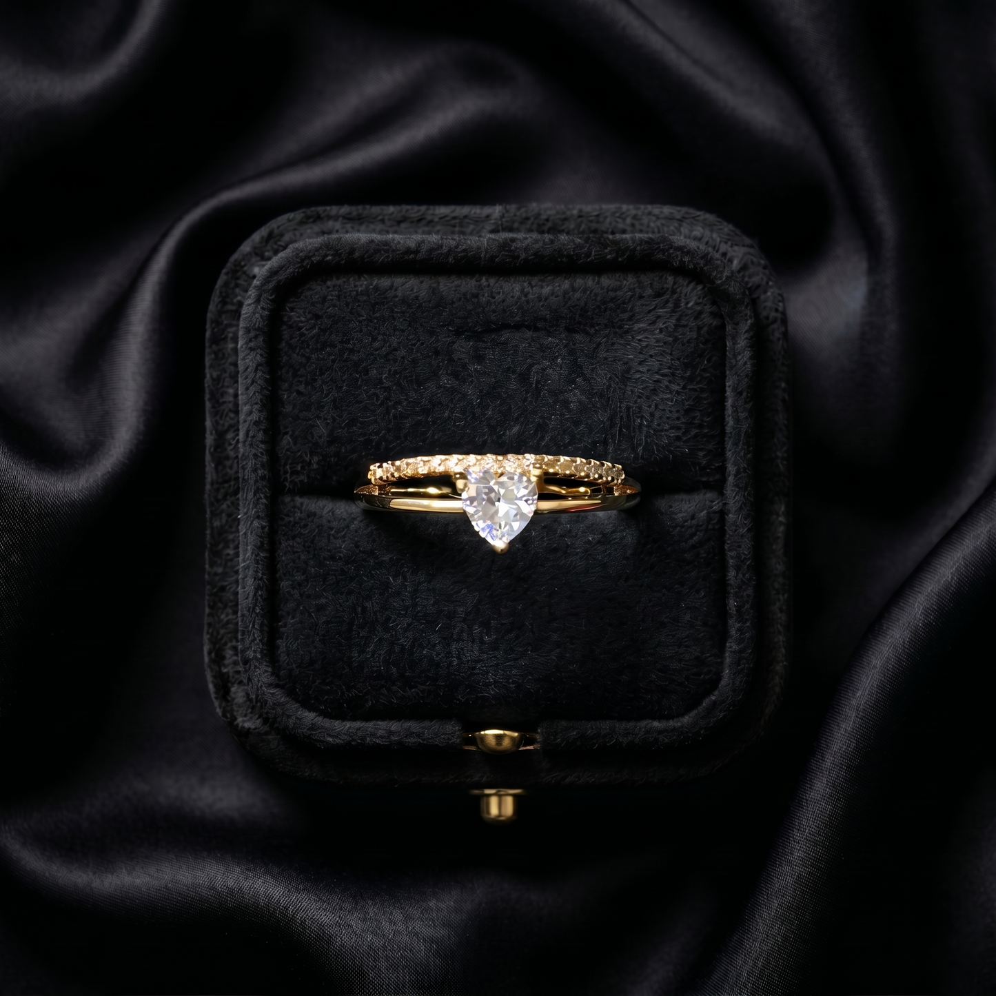 A tiny symbol of love wrapped in crystal sparkle, this ring captures the sweetness of a delicate heart glowing softly with light. Designed with a graceful silhouette and minimal elegance, it brings a romantic charm that feels subtle, timeless, and effortlessly beautiful.