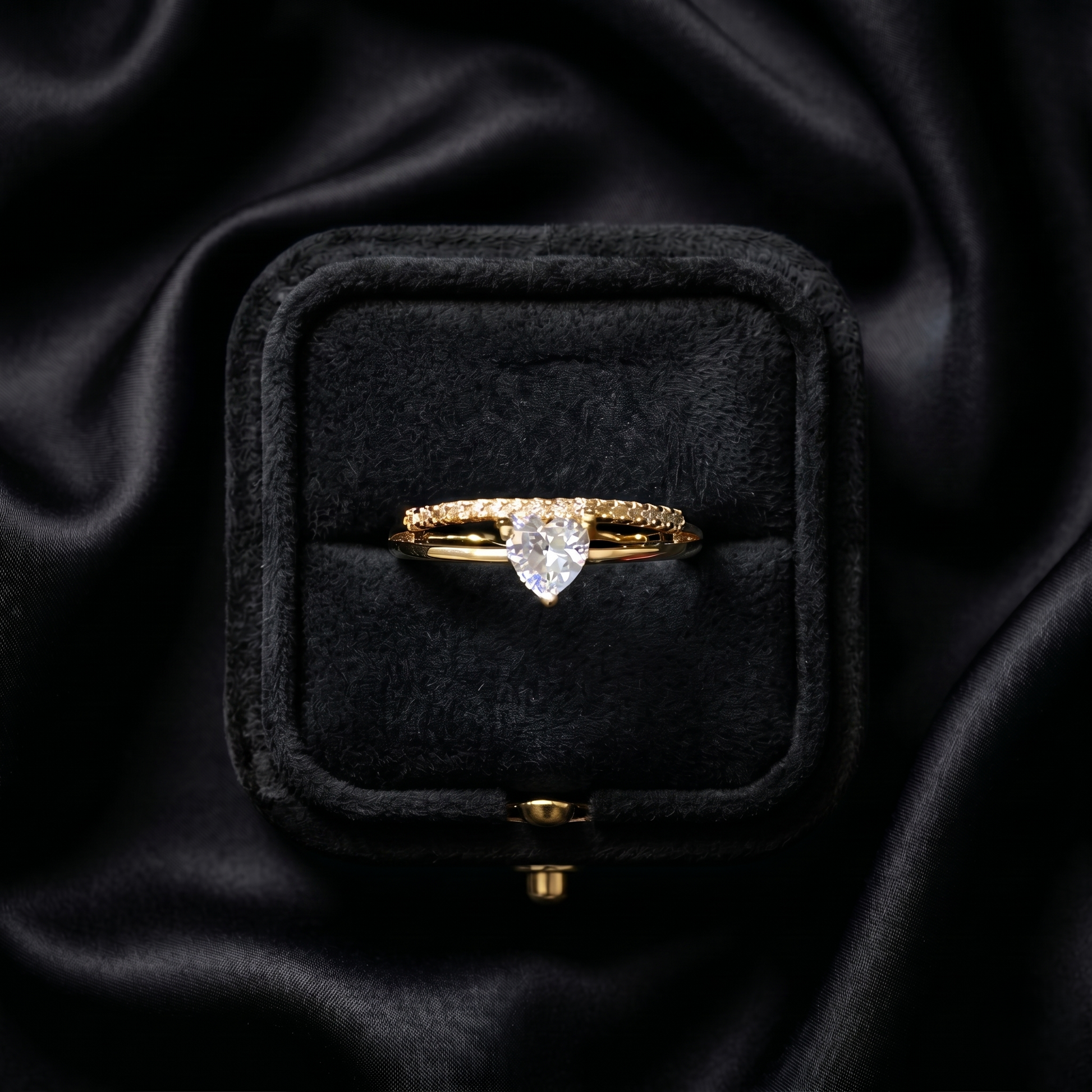 A tiny symbol of love wrapped in crystal sparkle, this ring captures the sweetness of a delicate heart glowing softly with light. Designed with a graceful silhouette and minimal elegance, it brings a romantic charm that feels subtle, timeless, and effortlessly beautiful.