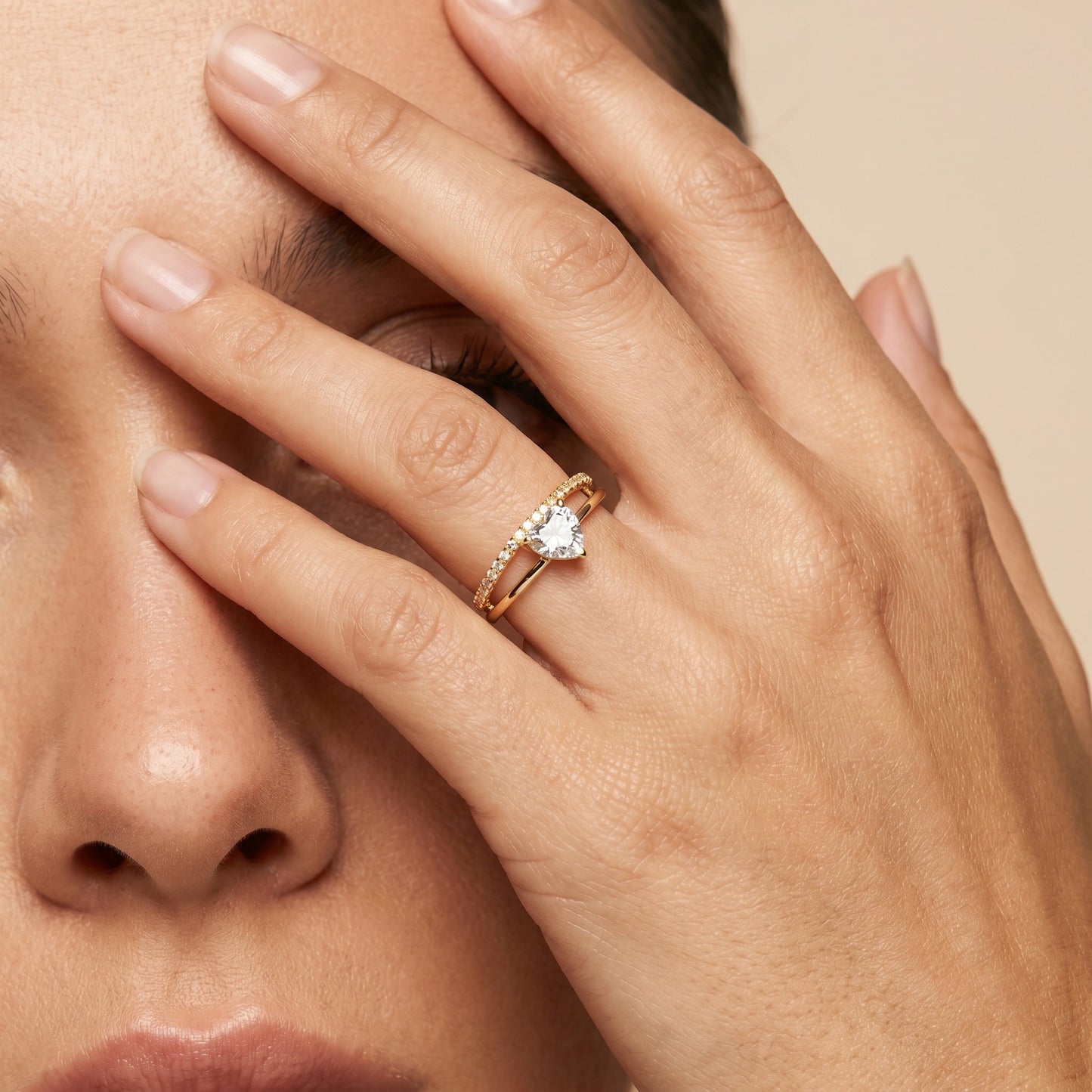 A tiny symbol of love wrapped in crystal sparkle, this ring captures the sweetness of a delicate heart glowing softly with light. Designed with a graceful silhouette and minimal elegance, it brings a romantic charm that feels subtle, timeless, and effortlessly beautiful.