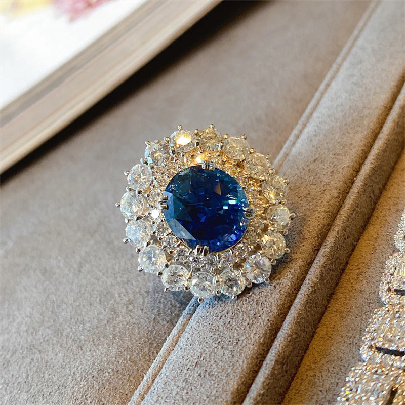 Azure Crescent Ring