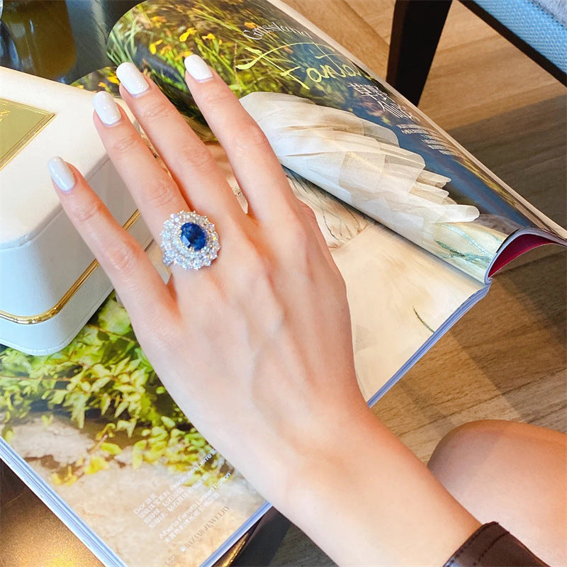 Azure Crescent Ring
