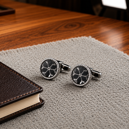 A refined finishing touch crafted for timeless elegance, these cufflinks blend classic sophistication with modern masculine charm. With their polished detailing and statement centerpiece design, they bring a luxurious edge to formalwear while keeping the look clean, sharp, and effortlessly premium.